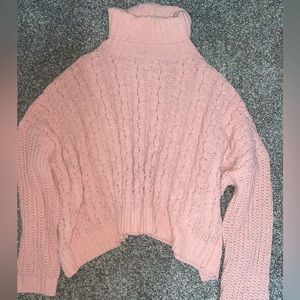 Light Pink Turtle Neck Oversized Sweater